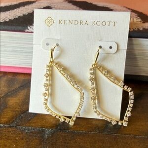 Kendra Scott Gold Crystal Open Geometric Drop Earrings